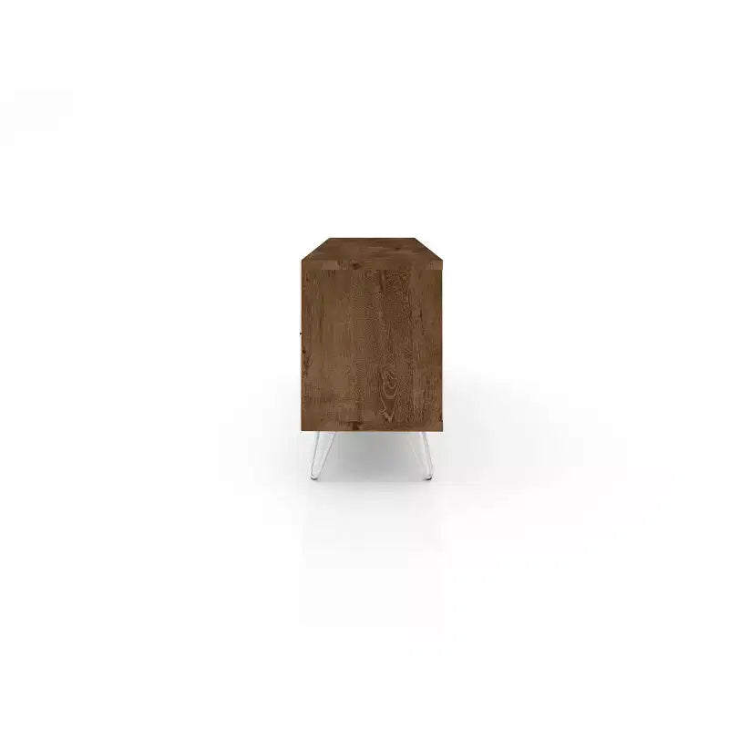 Meuble TV Mid-Century Modern pour téléviseurs jusqu'à 50", Marron rustique/Jaune avec range-bouteilles