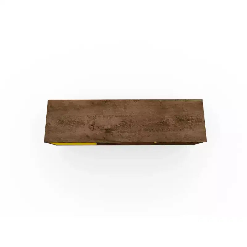 Meuble TV Mid-Century Modern pour téléviseurs jusqu'à 50", Marron rustique/Jaune avec range-bouteilles