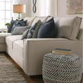 Signature Design by Ashley Chevron Pouf Blue: Modern Square Upholstered Ottoman, No Assembly Required