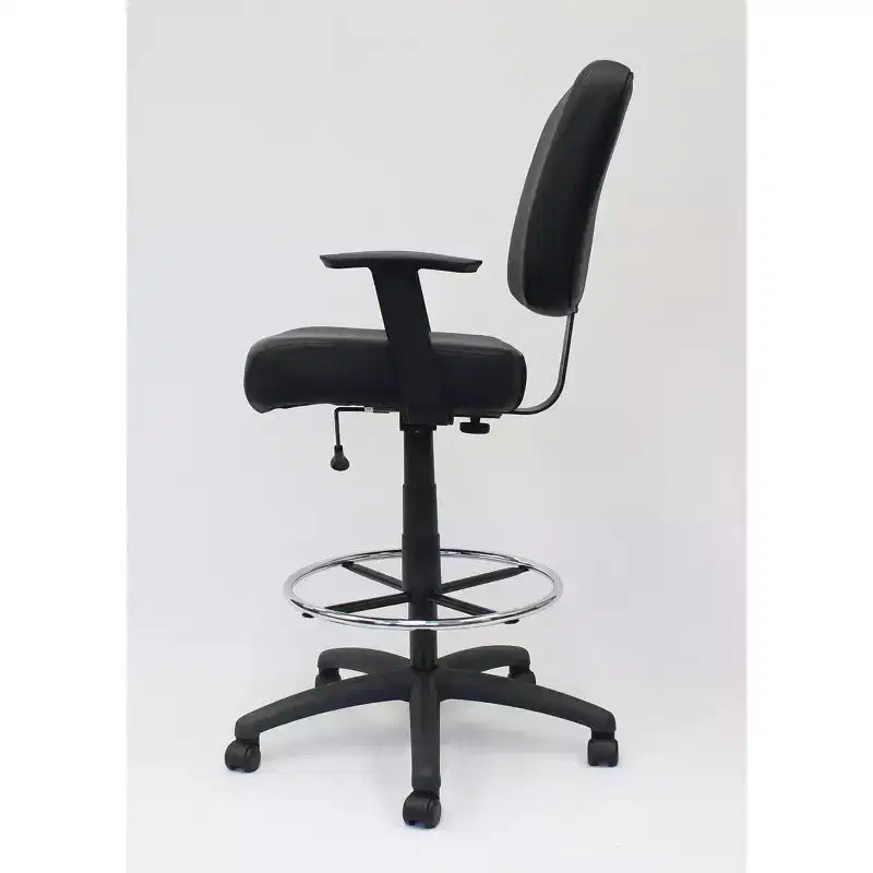 Tabouret de Dessin Moderne Noir, Chaise de Bureau avec Accoudoirs Réglables et Repose-Pieds