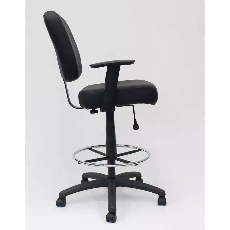 Tabouret de Dessin Moderne Noir, Chaise de Bureau avec Accoudoirs Réglables et Repose-Pieds
