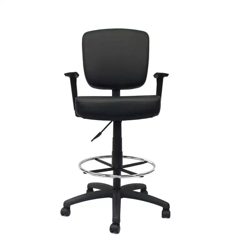 Tabouret de Dessin Moderne Noir, Chaise de Bureau avec Accoudoirs Réglables et Repose-Pieds