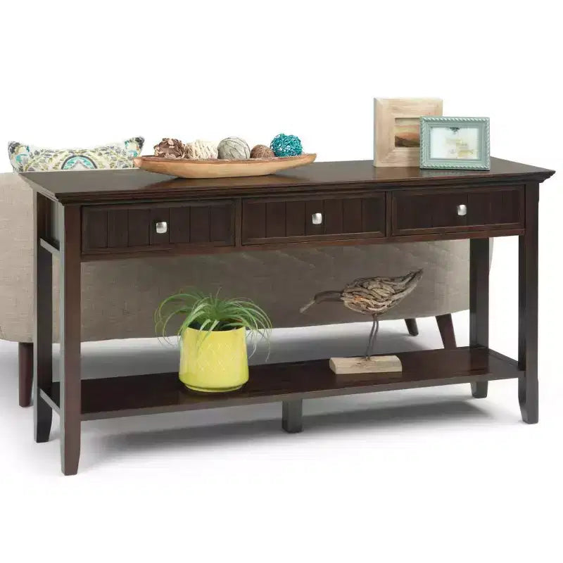 Guéridon 60 po Portland Brunette Brown : Console en Pin Moderne pour Hall d'Entrée, Nettoyage Ciblé