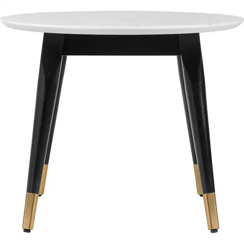 Table Basse Ovale Mid-Century avec Marbre Blanc et Laiton