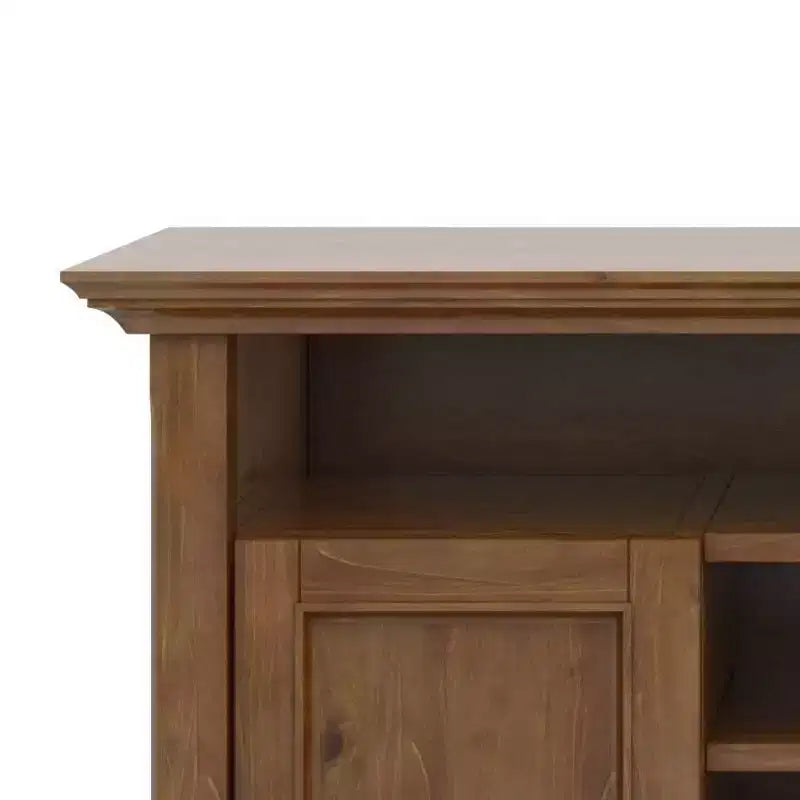 Meuble TV en bois massif pour téléviseurs jusqu'à 60 po, meuble média transitionnel de 54 po de large avec étagères réglables