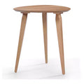 Table d'appoint ronde moderne du milieu du siècle, en bois d'hévéa massif avec pieds fuselés