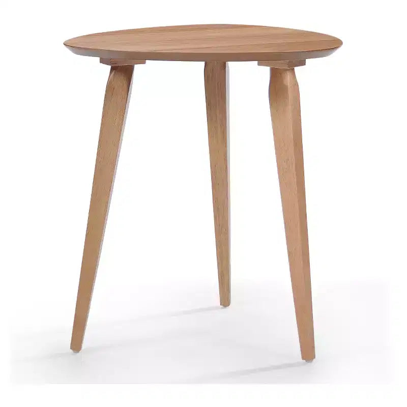 Table d'appoint ronde moderne du milieu du siècle, en bois d'hévéa massif avec pieds fuselés