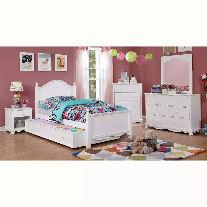 Table de chevet pour enfants contemporaine avec tiroir et étagère ouverte, Rose
