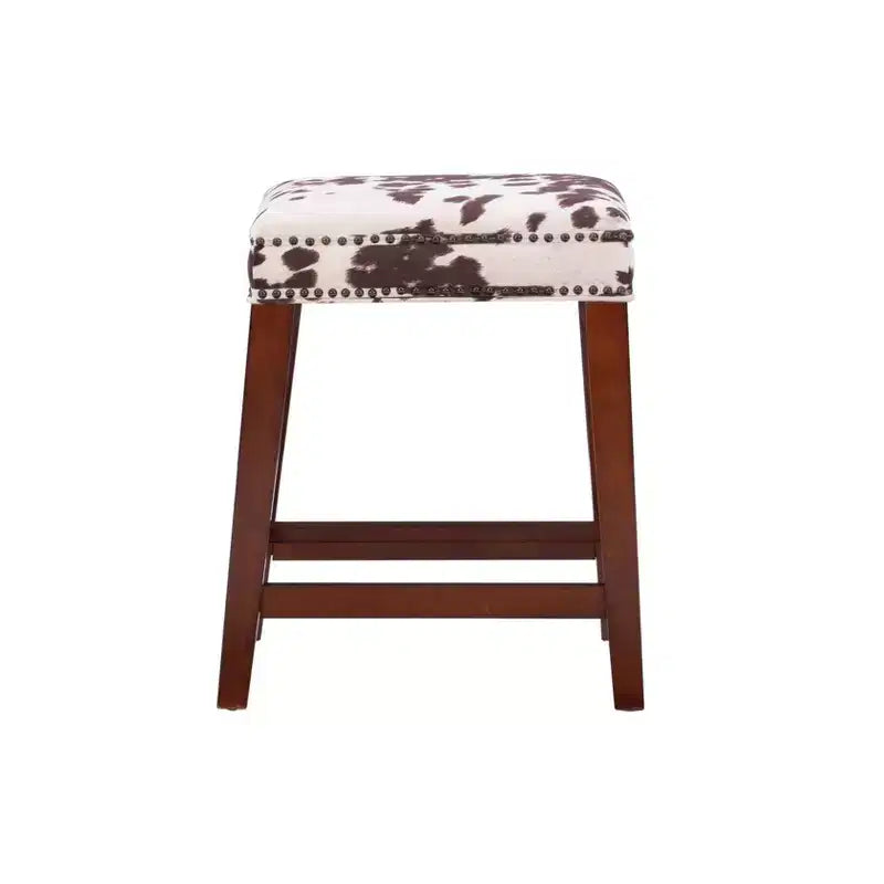Tabouret de bar sans dossier, hauteur comptoir, rembourré avec clous décoratifs et repose-pieds