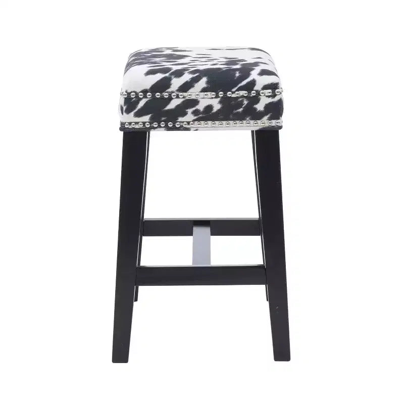 Tabouret de bar sans dossier, hauteur comptoir, rembourré avec clous décoratifs et repose-pieds