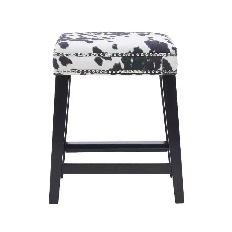Tabouret de bar sans dossier, hauteur comptoir, rembourré avec clous décoratifs et repose-pieds