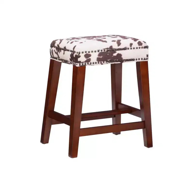 Tabouret de bar sans dossier, hauteur comptoir, rembourré avec clous décoratifs et repose-pieds