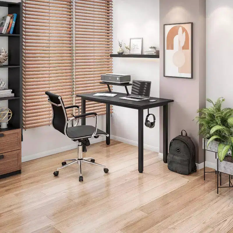 Fauteuil de bureau moderne à dossier mi-haut, rembourrage côtelé avec support lombaire