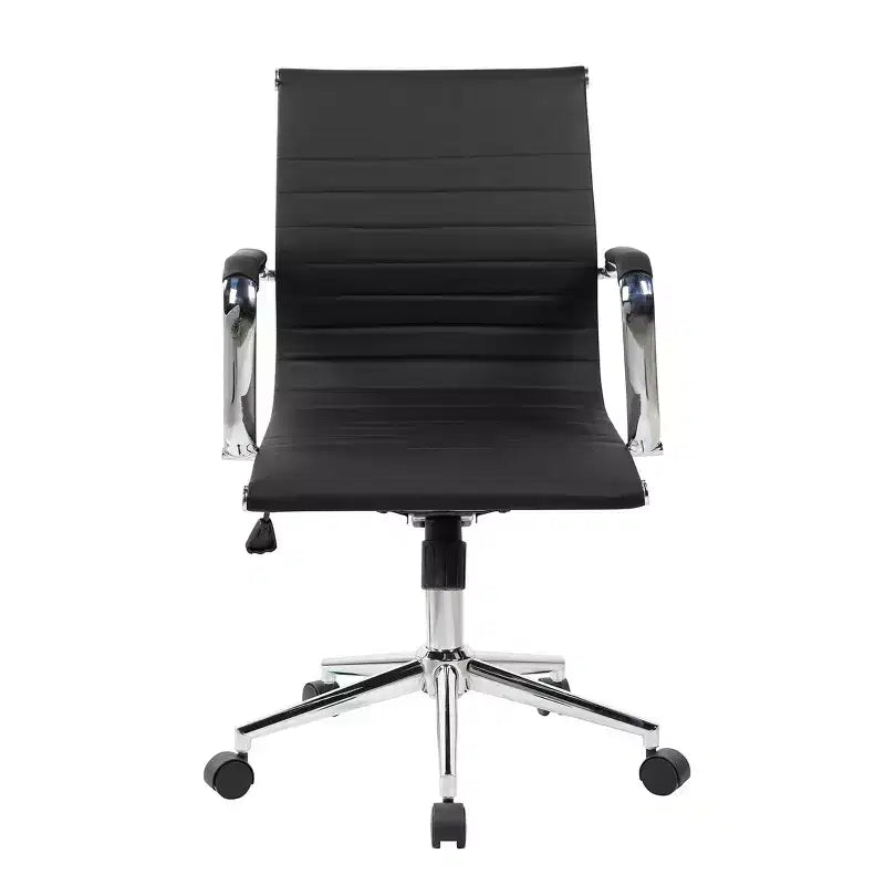 Fauteuil de bureau moderne à dossier mi-haut, rembourrage côtelé avec support lombaire