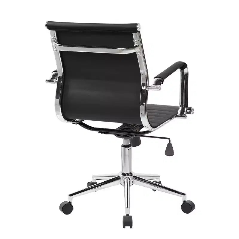 Fauteuil de bureau moderne à dossier mi-haut, rembourrage côtelé avec support lombaire
