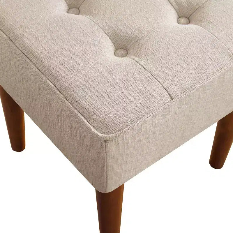 Tabouret capitonné carré, pouf rembourré avec pieds en bois