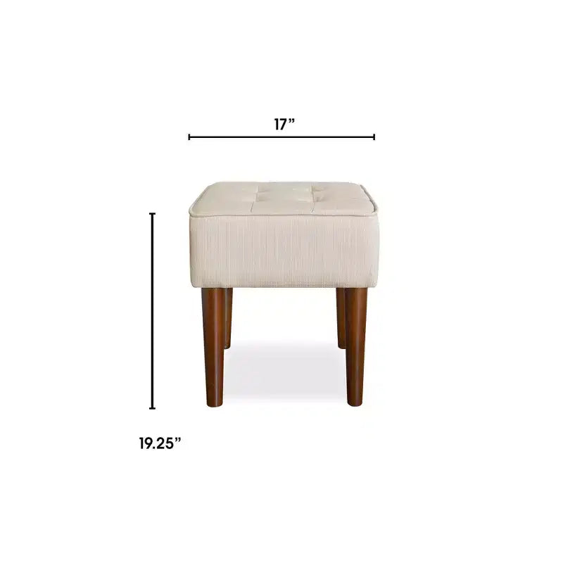Tabouret capitonné carré, pouf rembourré avec pieds en bois