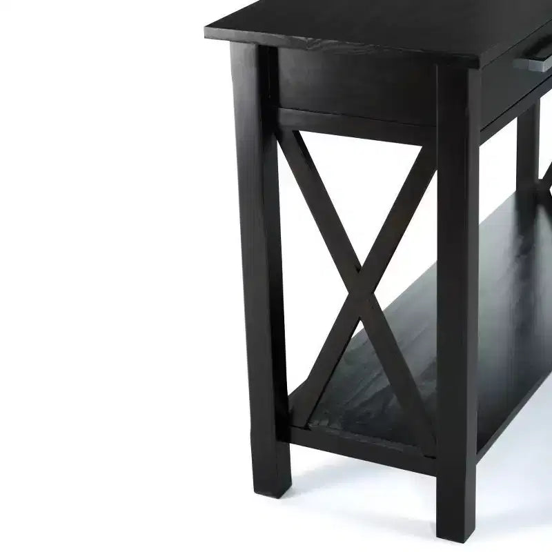 Table console canapé contemporaine de 47 po, grise avec 2 tiroirs et une étagère inférieure
