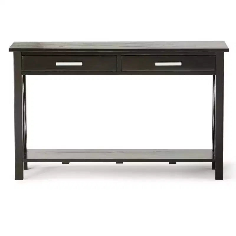 Table console canapé contemporaine de 47 po, grise avec 2 tiroirs et une étagère inférieure