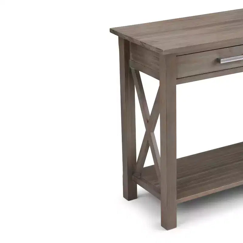 Table console canapé contemporaine de 47 po, grise avec 2 tiroirs et une étagère inférieure