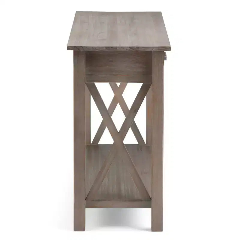 Table console canapé contemporaine de 47 po, grise avec 2 tiroirs et une étagère inférieure