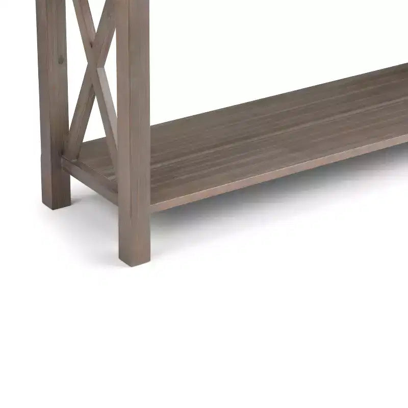 Table console canapé contemporaine de 47 po, grise avec 2 tiroirs et une étagère inférieure