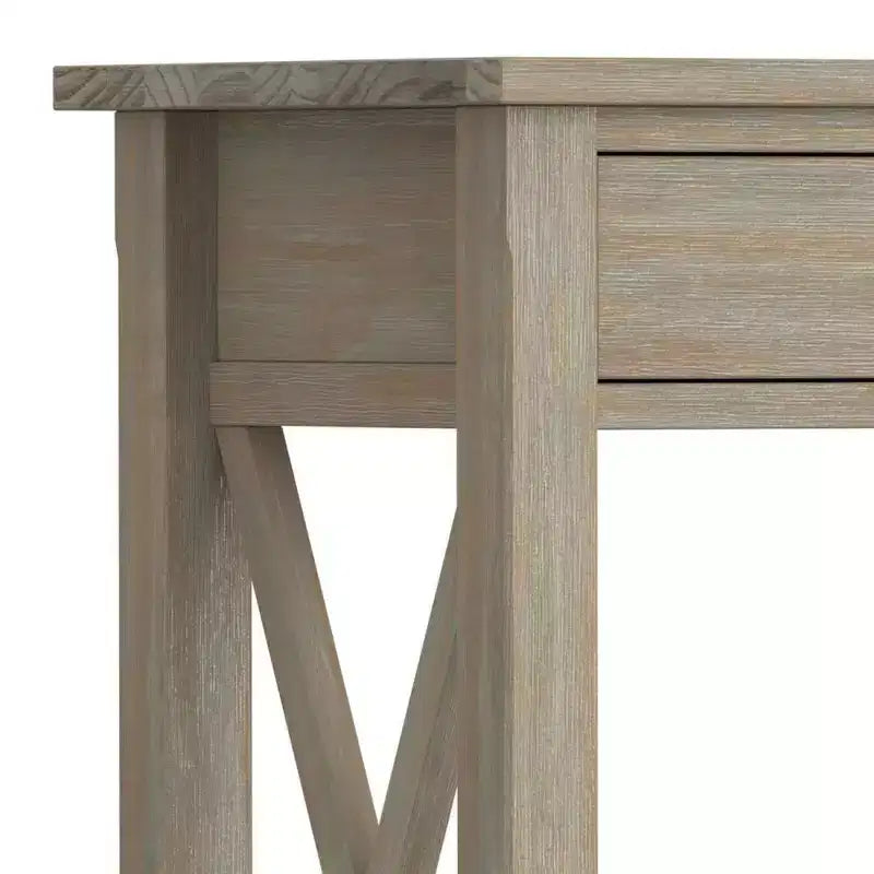 Table console canapé contemporaine de 47 po, grise avec 2 tiroirs et une étagère inférieure