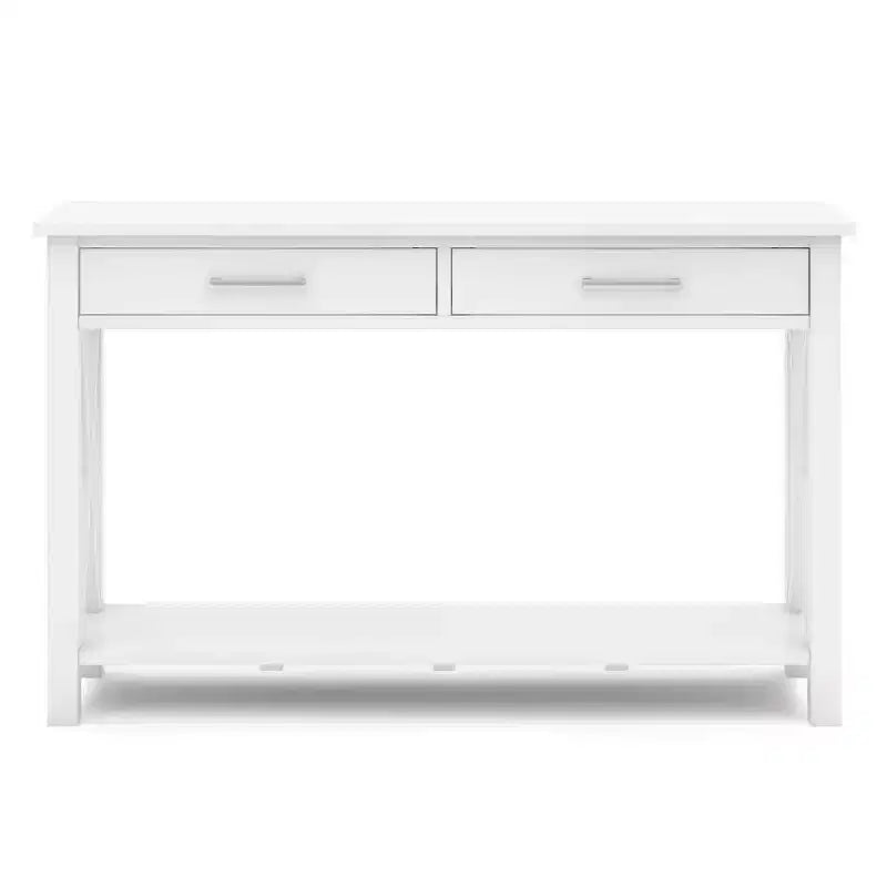 Table console canapé contemporaine de 47 po, grise avec 2 tiroirs et une étagère inférieure