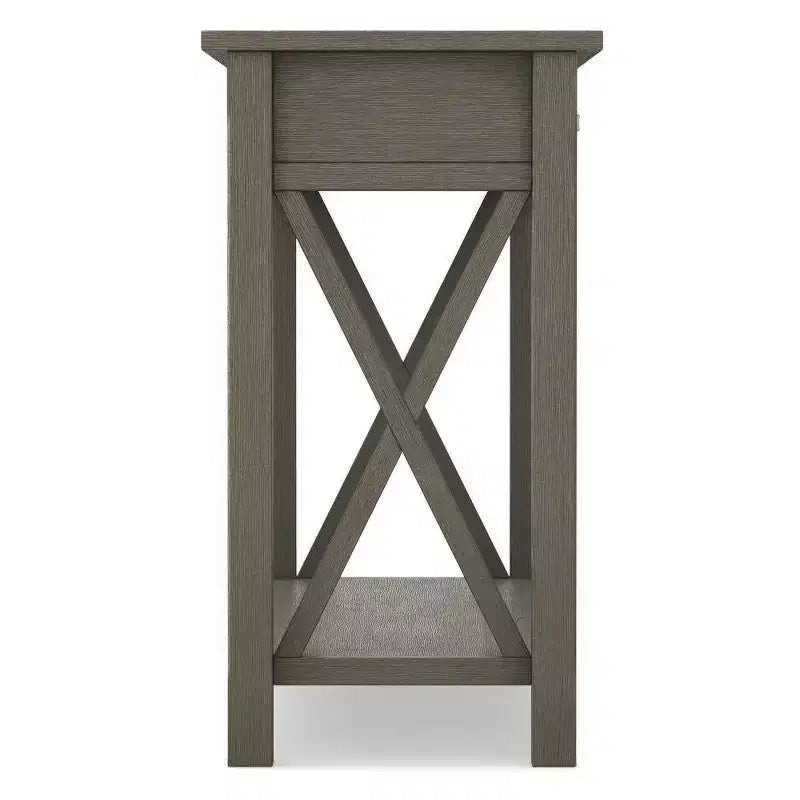 Table console canapé contemporaine de 47 po, grise avec 2 tiroirs et une étagère inférieure