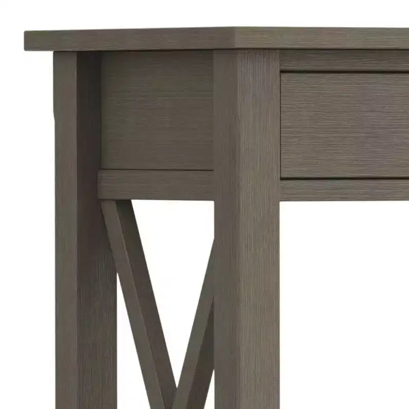 Table console canapé contemporaine de 47 po, grise avec 2 tiroirs et une étagère inférieure