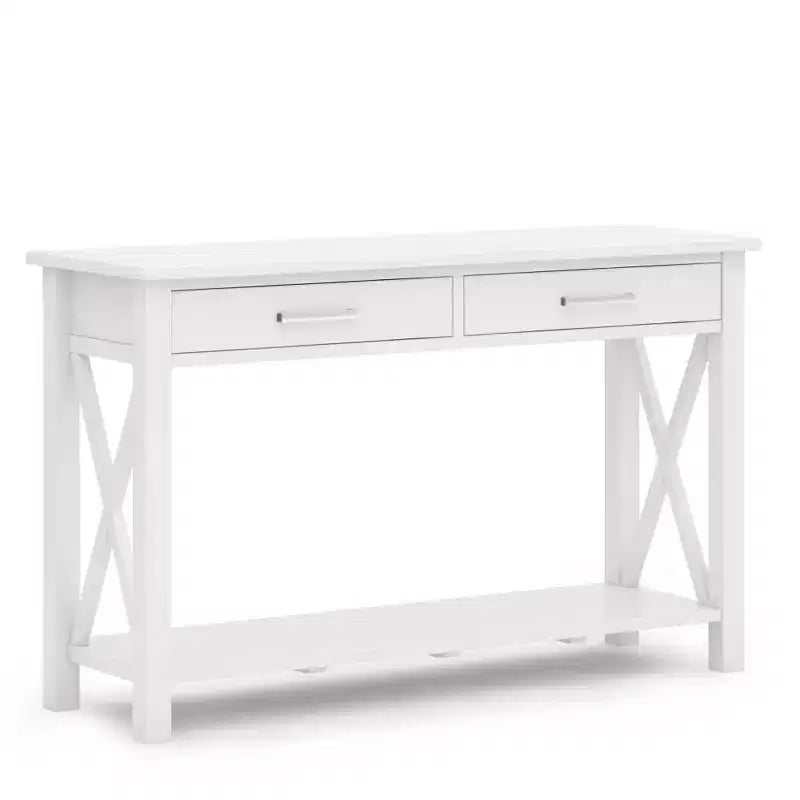 Table console canapé contemporaine de 47 po, grise avec 2 tiroirs et une étagère inférieure