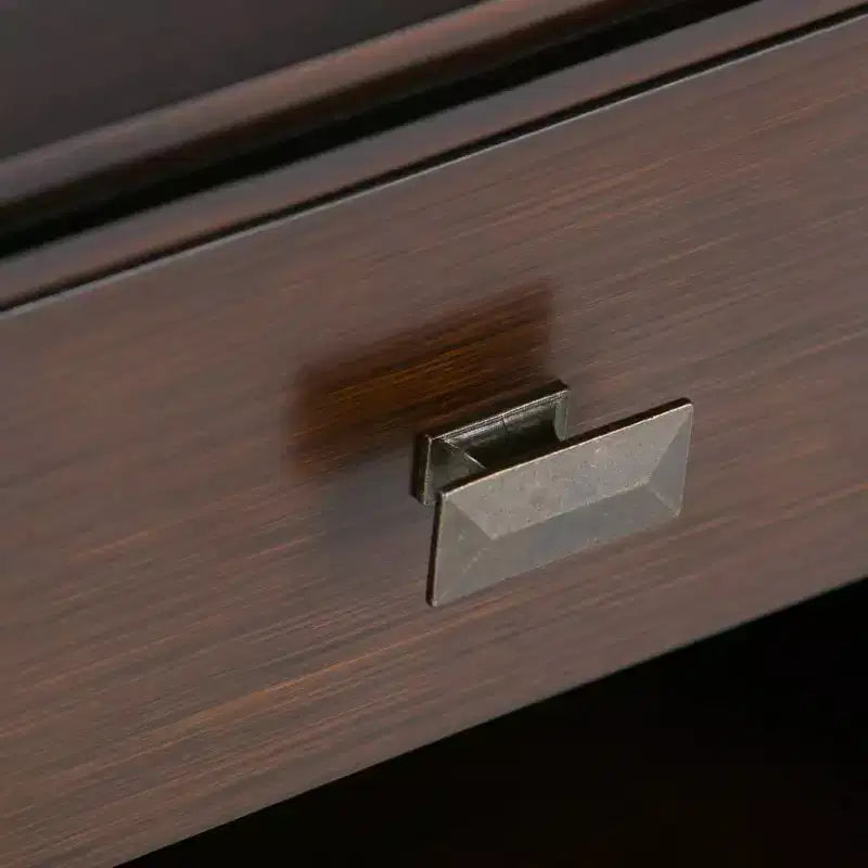 Table de chevet 24" avec tiroir et etagère ouverte, pin gris avec quincaillerie bronze