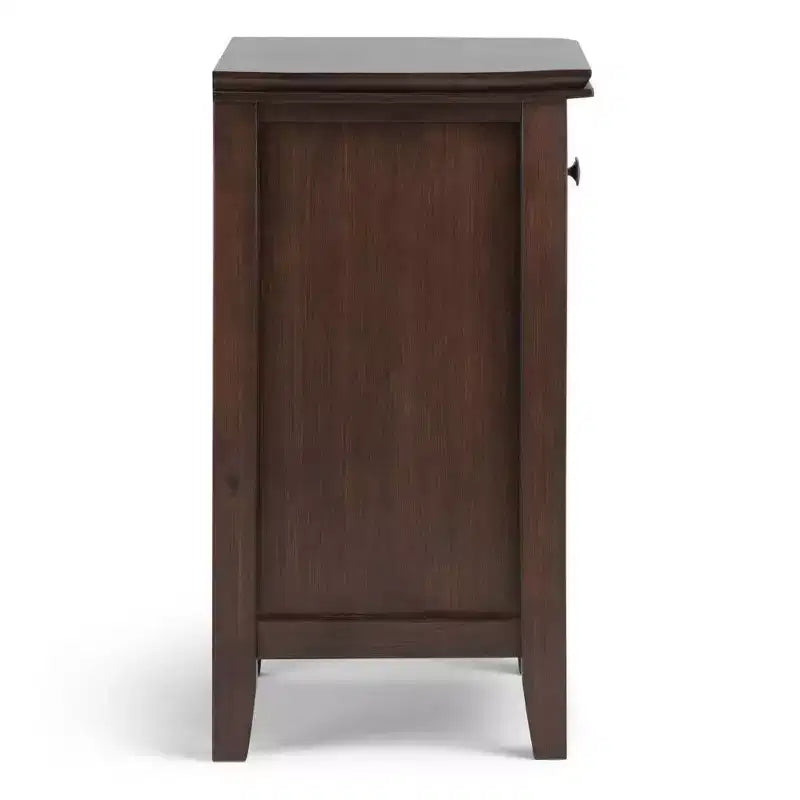 Table de chevet 24" avec tiroir et etagère ouverte, pin gris avec quincaillerie bronze