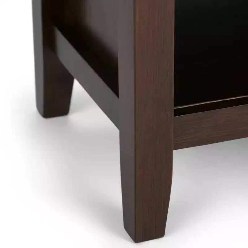 Table de chevet 24" avec tiroir et etagère ouverte, pin gris avec quincaillerie bronze