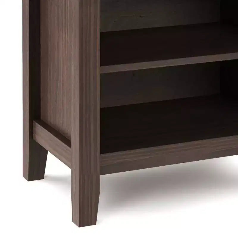 Table de chevet 24" avec tiroir et etagère ouverte, pin gris avec quincaillerie bronze