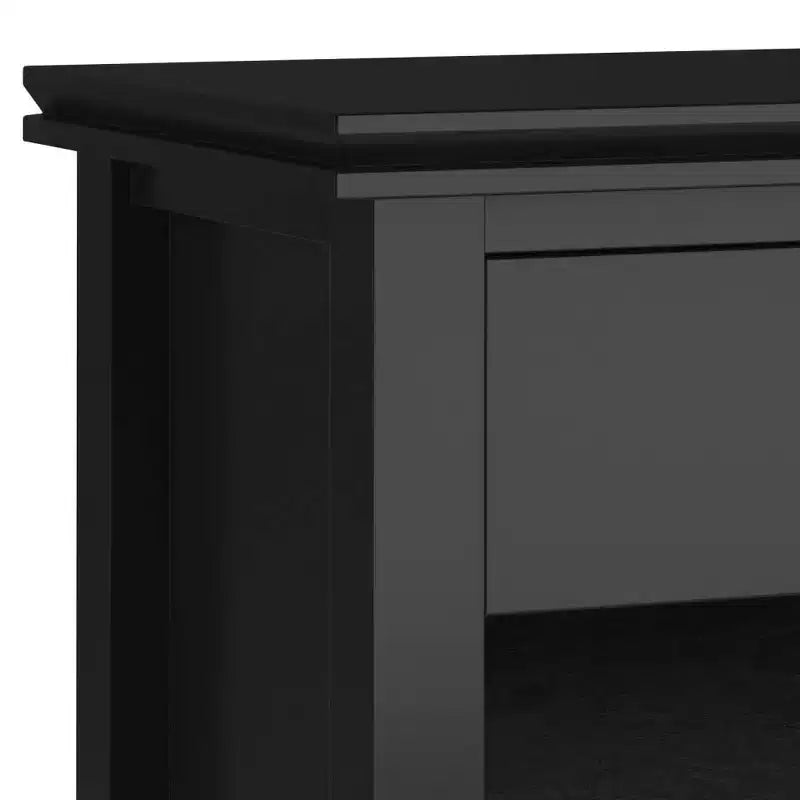 Table de chevet 24" avec tiroir et etagère ouverte, pin gris avec quincaillerie bronze