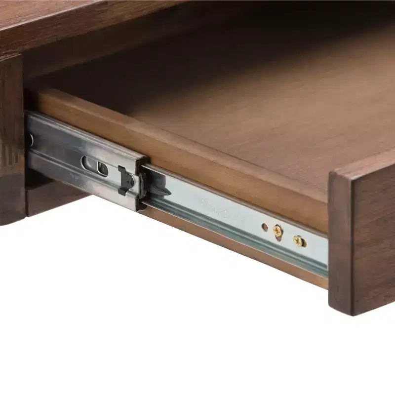 Bureau de 152 cm de large avec tablette coulissante pour clavier et 2 tiroirs, contreplaqué et structure métallique