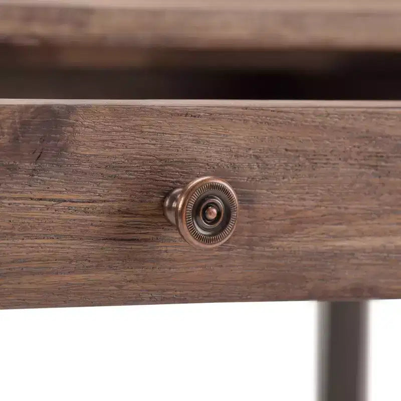 Bureau de 152 cm de large avec tablette coulissante pour clavier et 2 tiroirs, contreplaqué et structure métallique