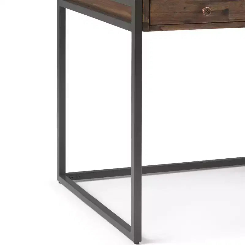 Bureau de 152 cm de large avec tablette coulissante pour clavier et 2 tiroirs, contreplaqué et structure métallique